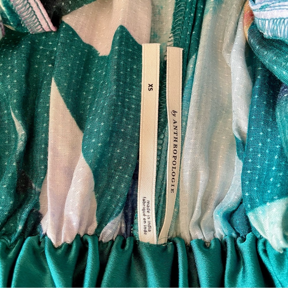 Anthropologie Teal Floral Cutout Maxi Jumpsuit - Picture 9 of 9